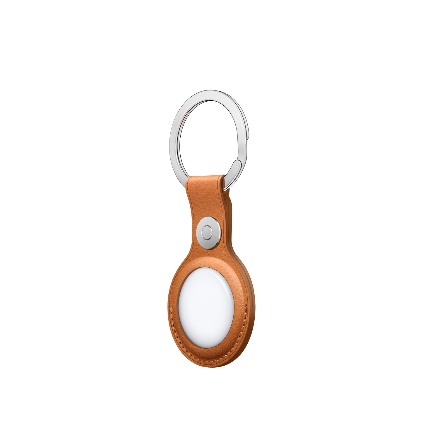 AirTag Leather Key Ring – Golden Brown