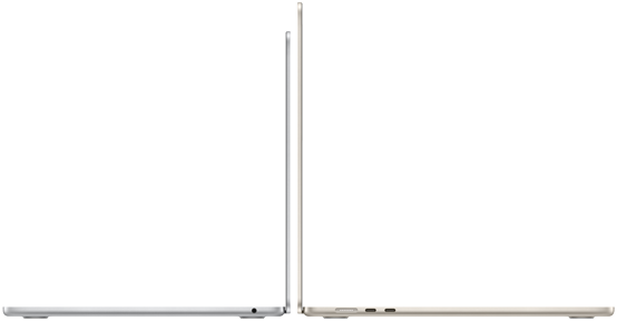 13-inch and 15-inch models of MacBook Air open back-to-back