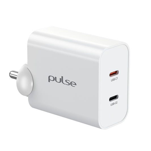 Pulse 65W Dual USB-C Gan PD Adapter - White