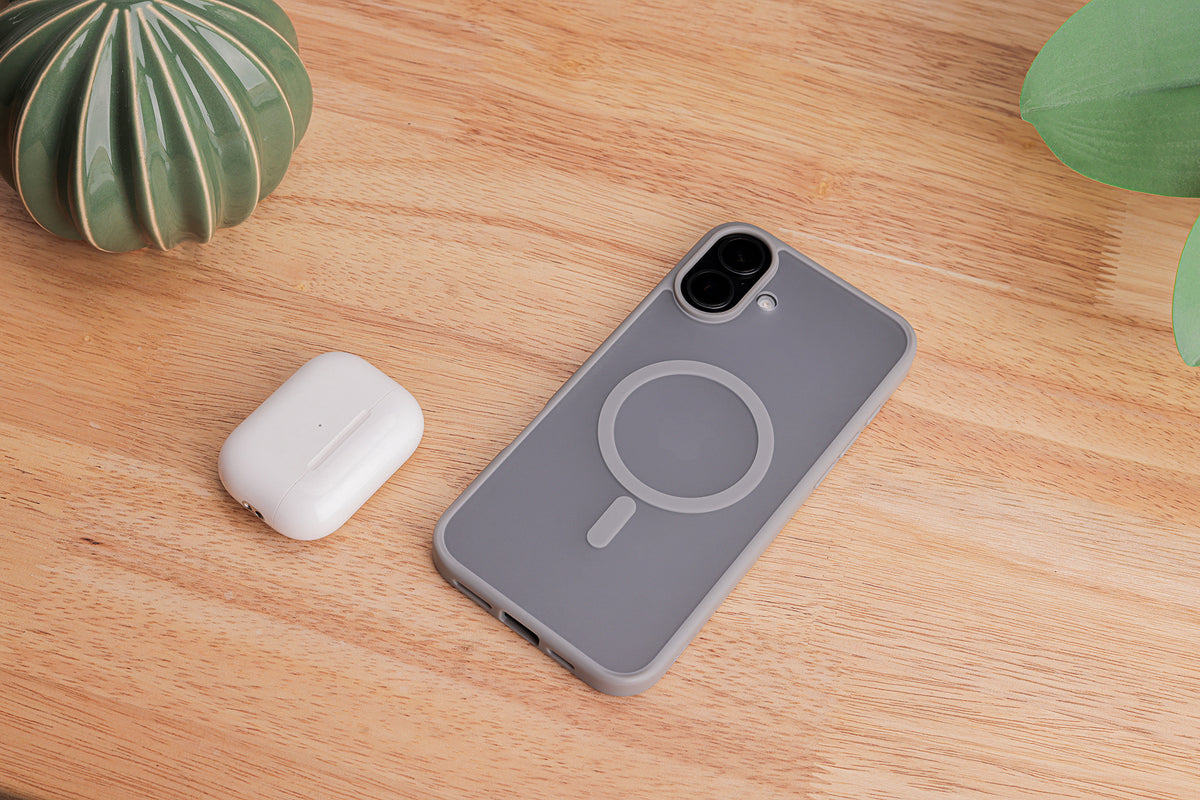 TEKNE Matt MagSafe Case for iPhone 16 Plus | Matte Finish | MagSafe Compatible & Scratch-Resistant - Grey