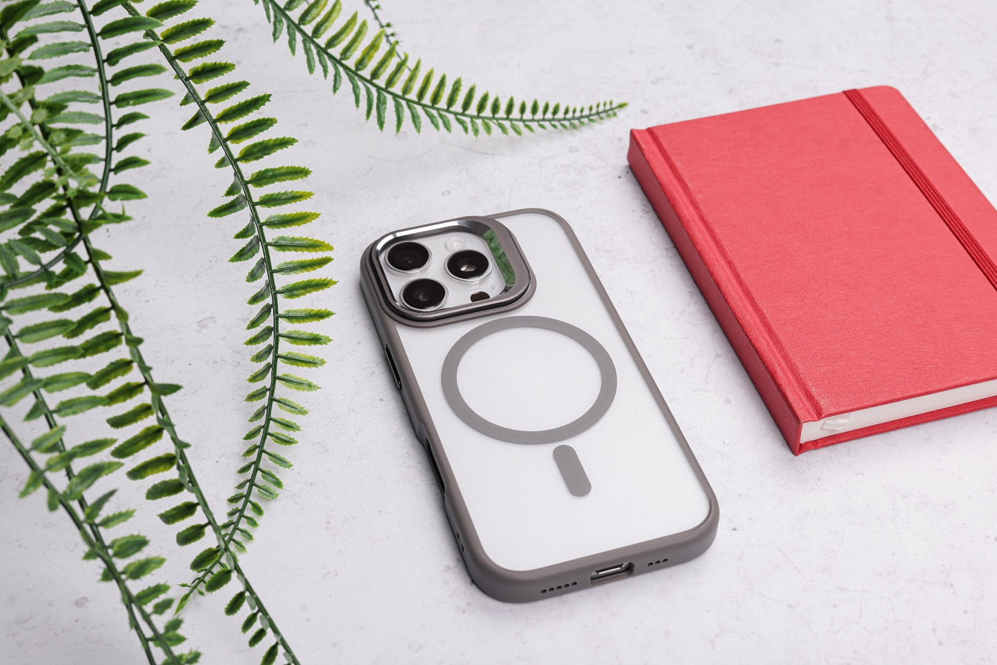 Tekne CRYSTAL Case with Metal Camera Stand for iPhone 16 Pro-Grey