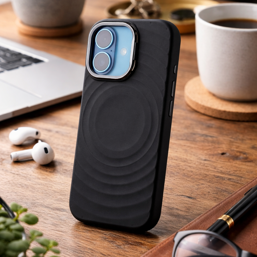 TEKNE WaveStand Silicone Case for iPhone 17- Black Get best offers for TEKNE WaveStand Silicone Case for iPhone 17- Black