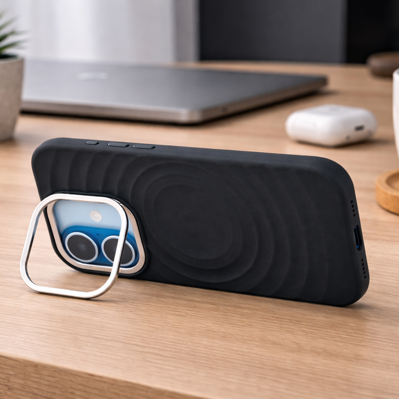 TEKNE WaveStand Silicone Case for iPhone 17- Black Get best offers for TEKNE WaveStand Silicone Case for iPhone 17- Black