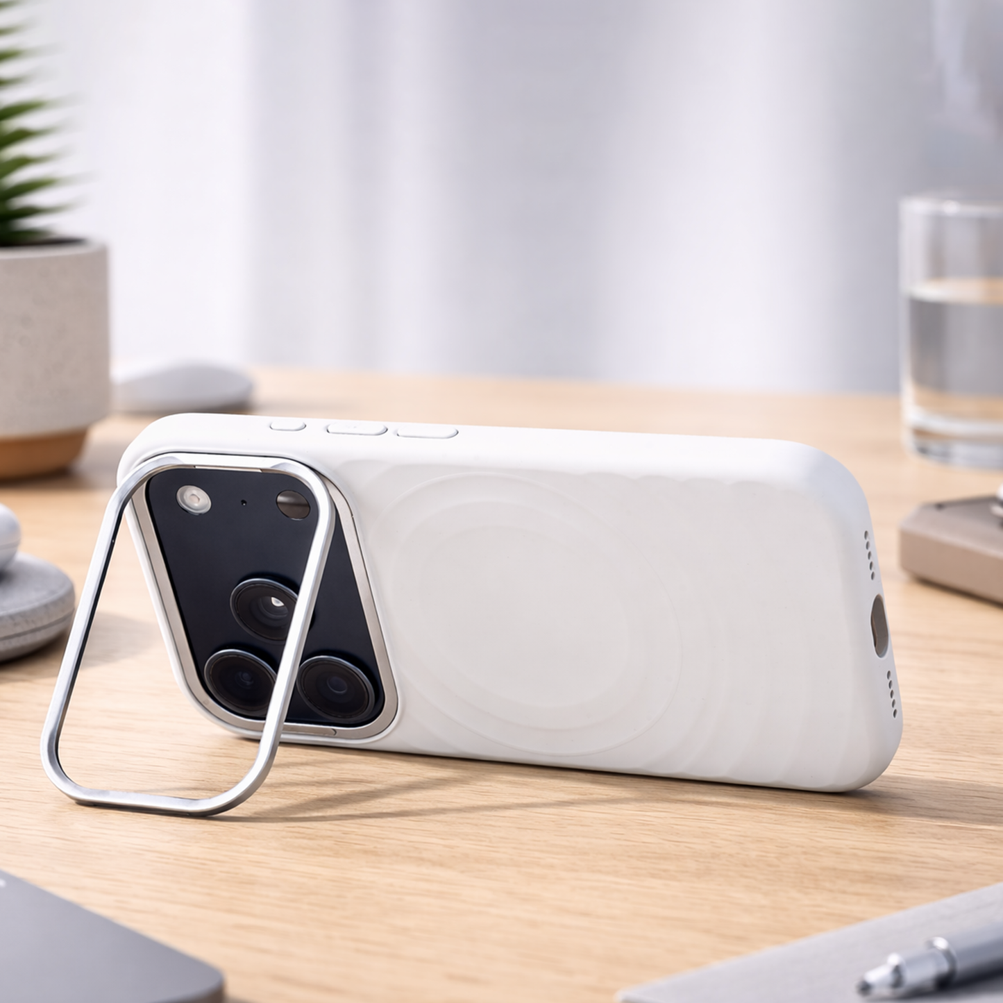 TEKNE WaveStand Silicone Case for iPhone 17 Pro-Beige