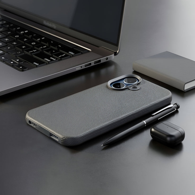 TEKNE Textura Vegan Leather Case  for iPhone 17-Grey Get best offers for TEKNE Textura Vegan Leather Case  for iPhone 17-Grey