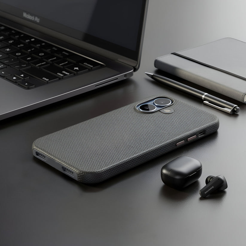 TEKNE Textura Vegan Leather Case  for iPhone 17-Grey Get best offers for TEKNE Textura Vegan Leather Case  for iPhone 17-Grey
