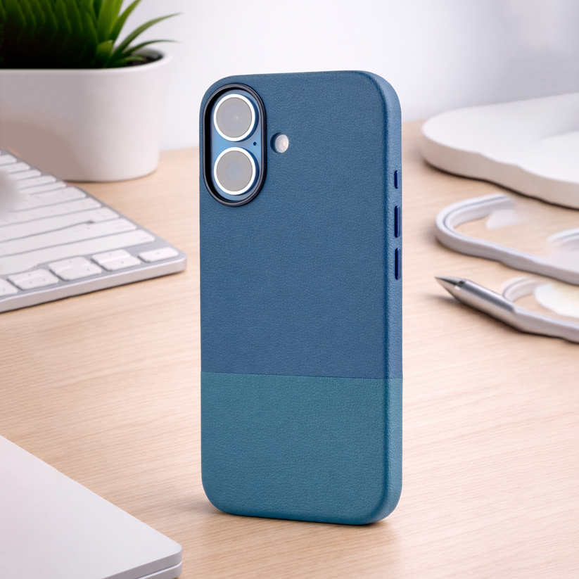 TEKNE DualTone Vegan Leather Case for iPhone 17 -Blue Get best offers for TEKNE DualTone Vegan Leather Case for iPhone 17 -Blue