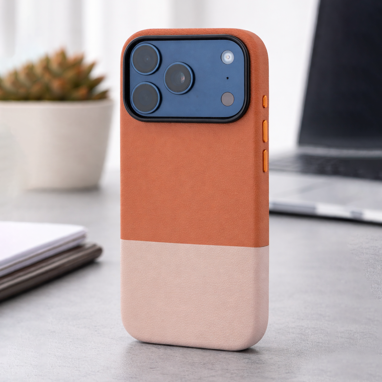 TEKNE DualTone Vegan Leather Case for iPhone 17  Pro- Brown