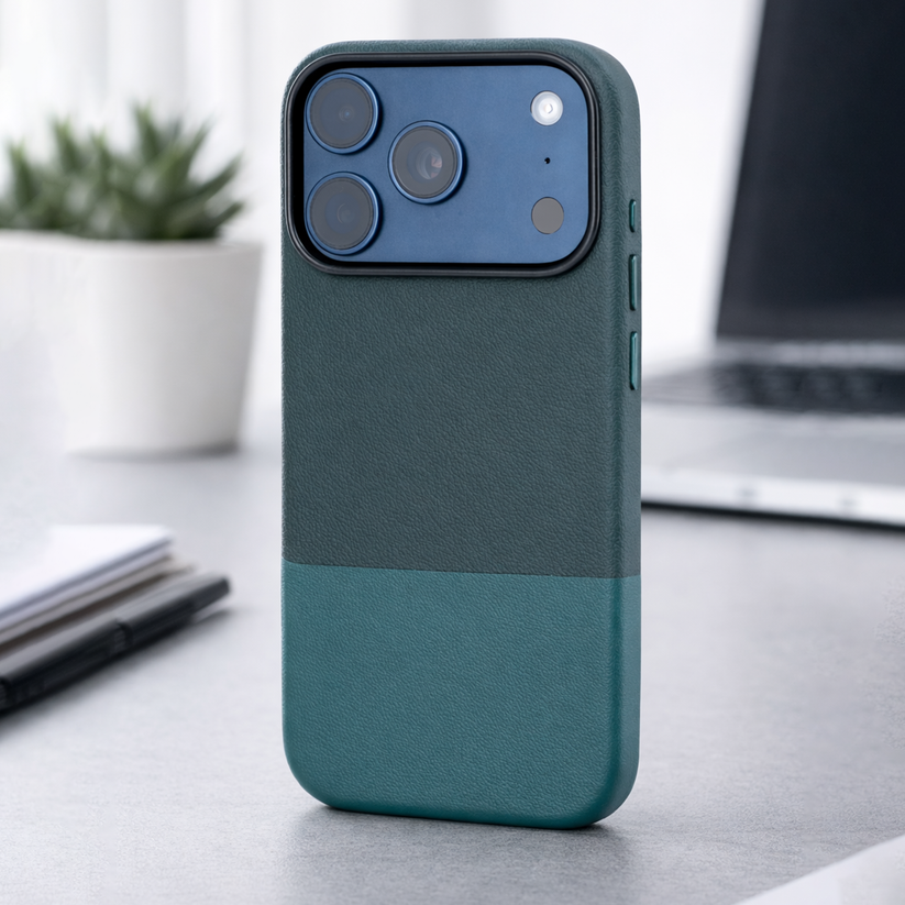 TEKNE DualTone Vegan Leather Case for iPhone 17  Pro- Green Get best offers for TEKNE DualTone Vegan Leather Case for iPhone 17  Pro- Green