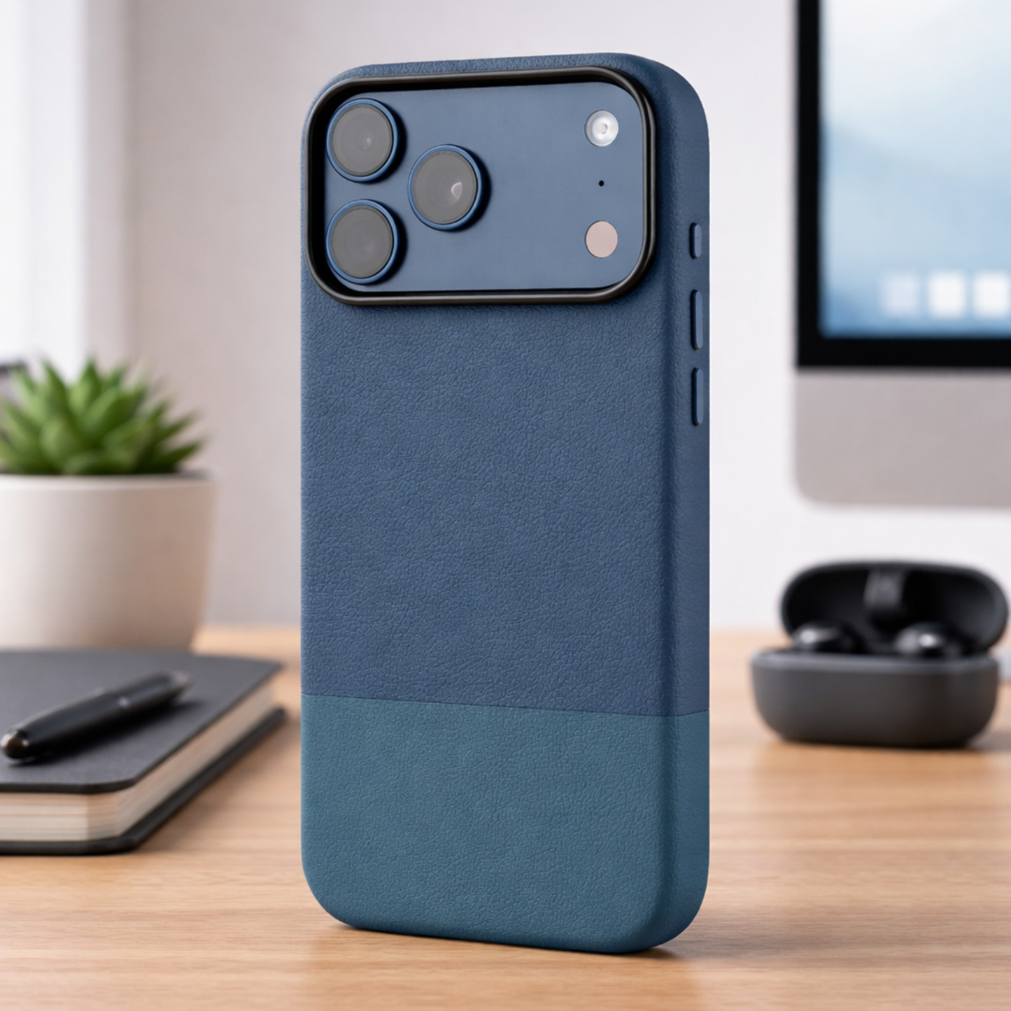 tekne-dualtone-vegan-leather-case-for-iphone-17-pro-max-blue