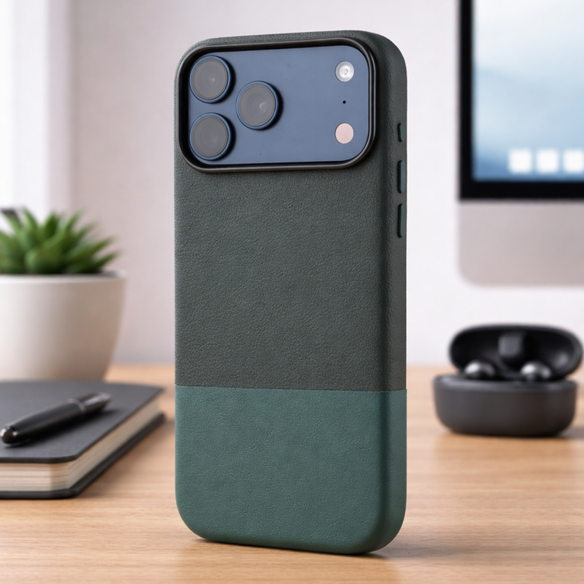 TEKNE DualTone Vegan Leather Case for iPhone 17  Pro Max-Green Get best offers for TEKNE DualTone Vegan Leather Case for iPhone 17  Pro Max-Green