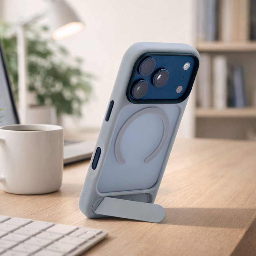 TEKNE Hybrid Frost Matte with stand Case for iPhone 17 Pro-Grey Get best offers for TEKNE Hybrid Frost Matte with stand Case for iPhone 17 Pro-Grey
