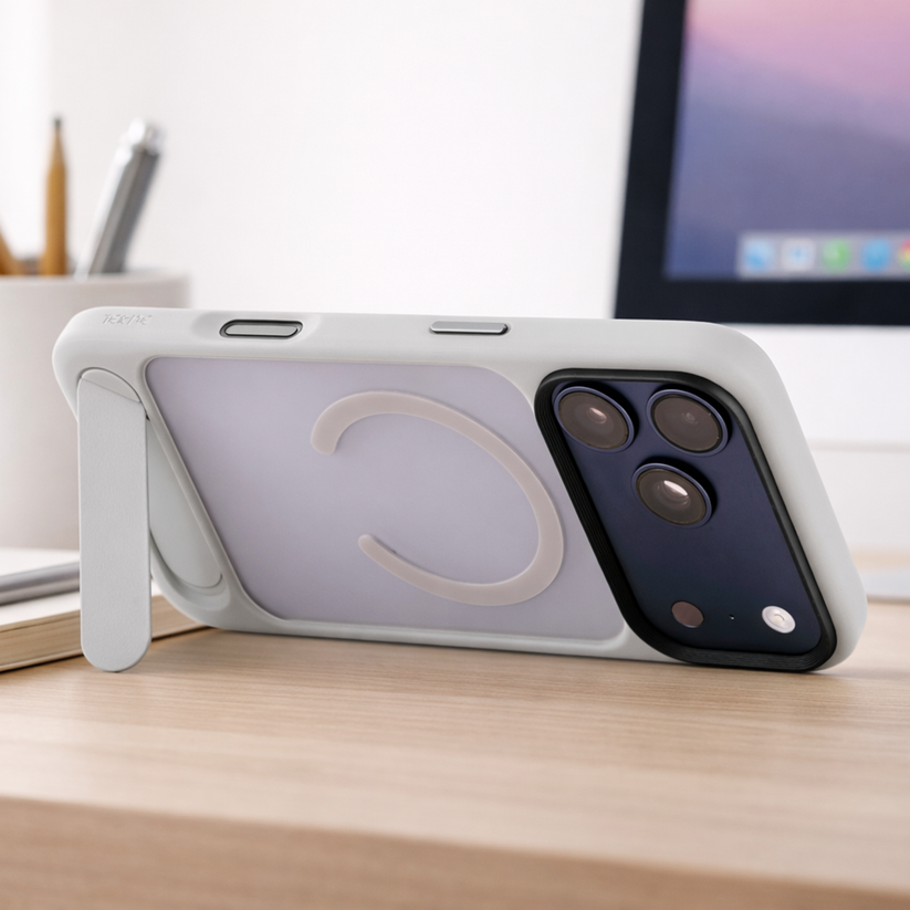 TEKNE Hybrid Frost Matte with stand Case for iPhone 17 Pro Max-Grey Get best offers for TEKNE Hybrid Frost Matte with stand Case for iPhone 17 Pro Max-Grey