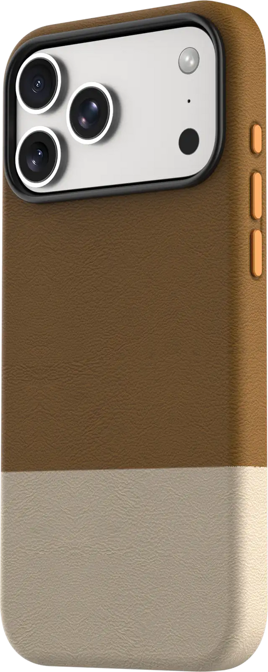 TEKNE DualTone Vegan Leather Case for iPhone 17  Pro Max-Brown