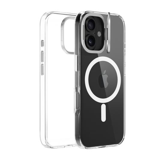 Pulse CRYSTAL Case with Metal Camera Stand for iPhone 16-Black