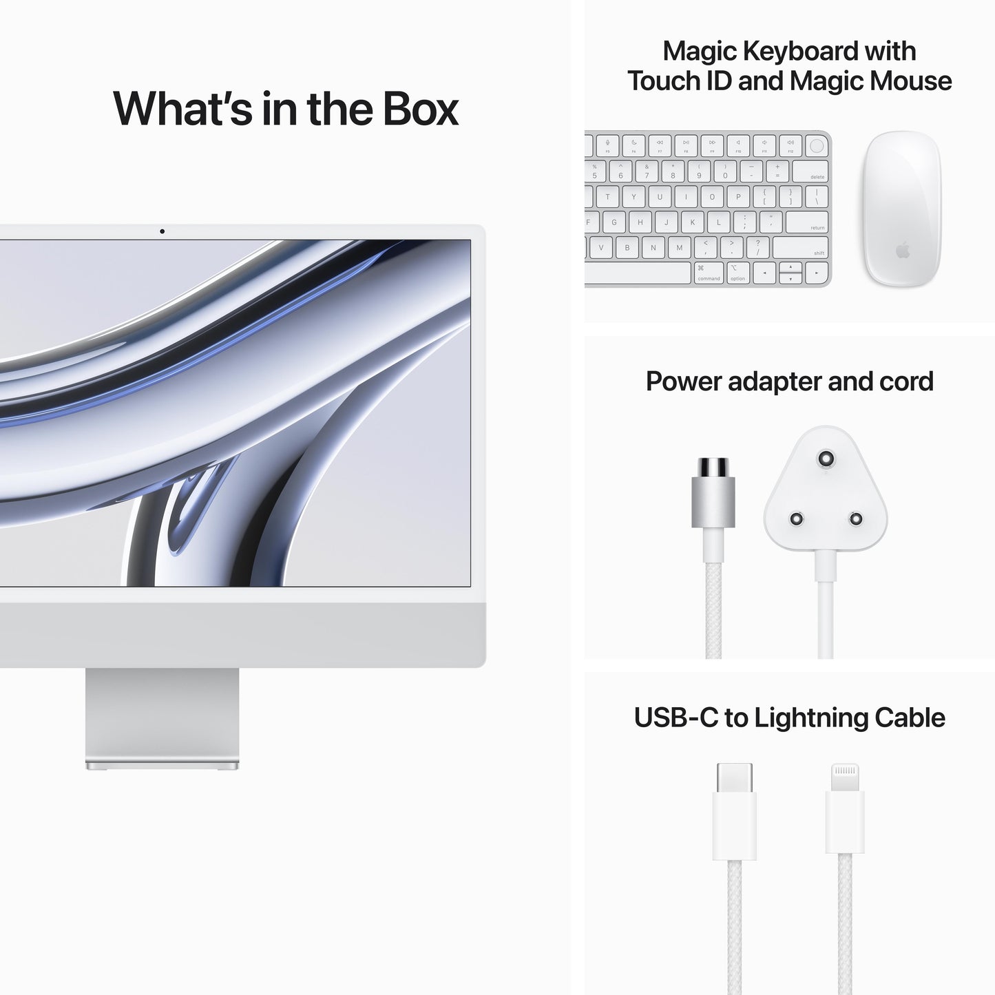 24-inch iMac with Retina 4.5K display: Apple M3 chip with 8‑core CPU and 10‑core GPU, 512GB SSD - Silver