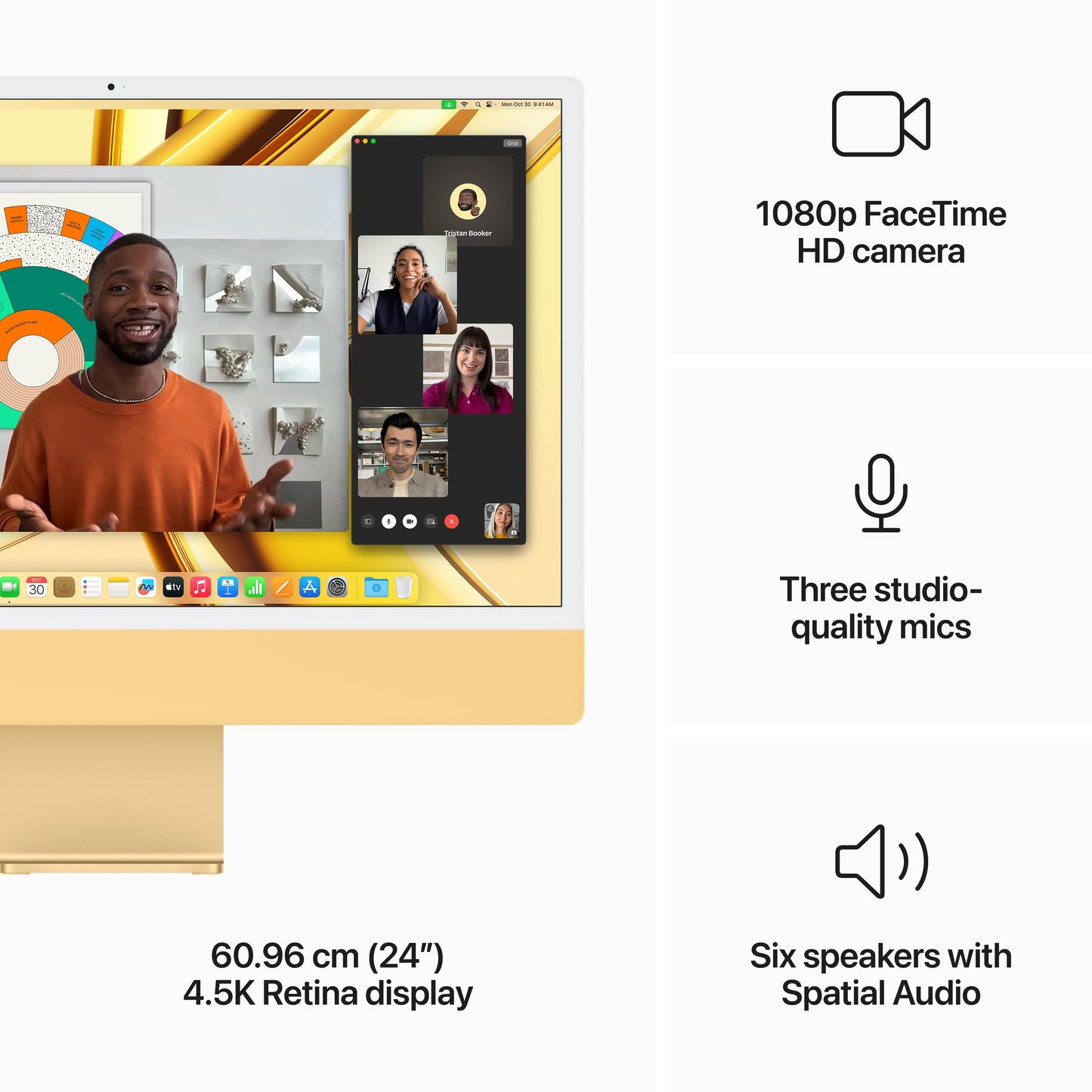 24-inch iMac with Retina 4.5K display: Apple M3 chip with 8‑core CPU and 10‑core GPU, 256GB SSD - Yellow