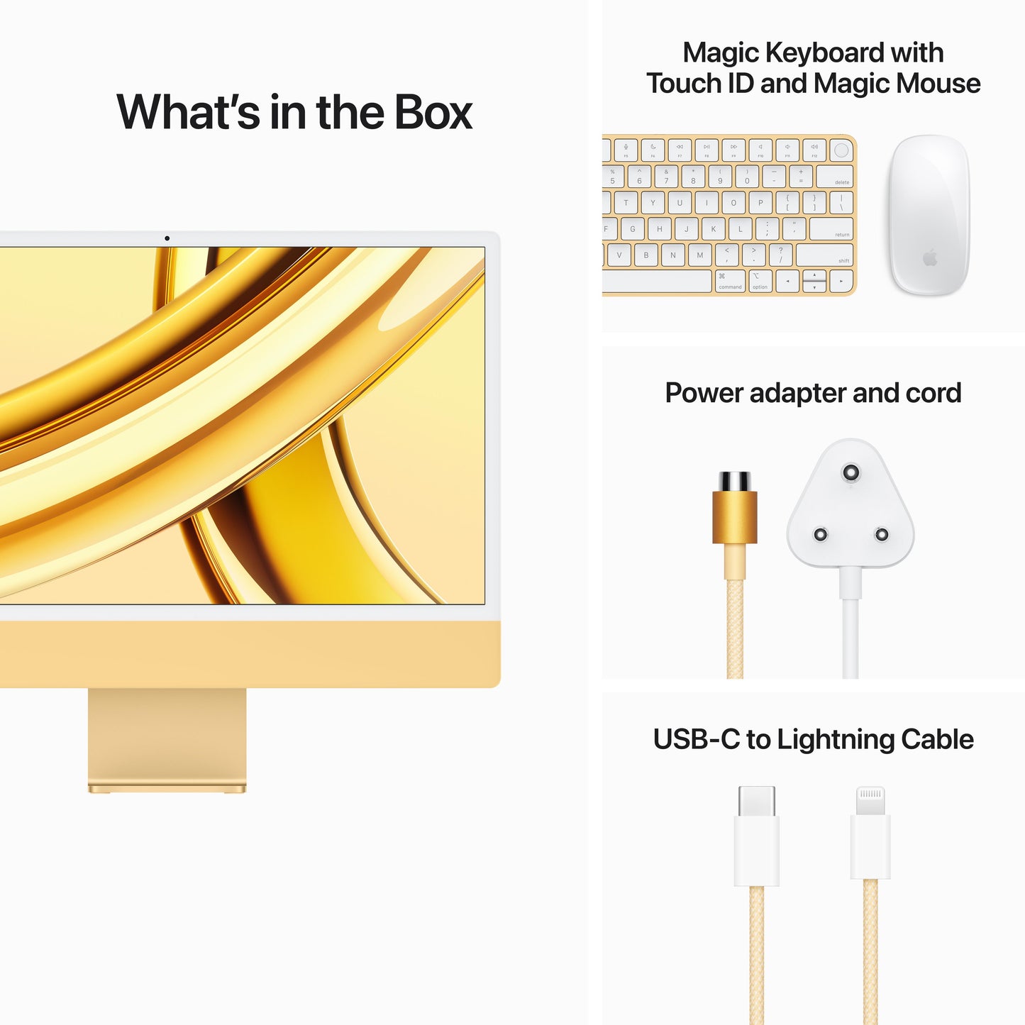 24-inch iMac with Retina 4.5K display: Apple M3 chip with 8‑core CPU and 10‑core GPU, 256GB SSD - Yellow