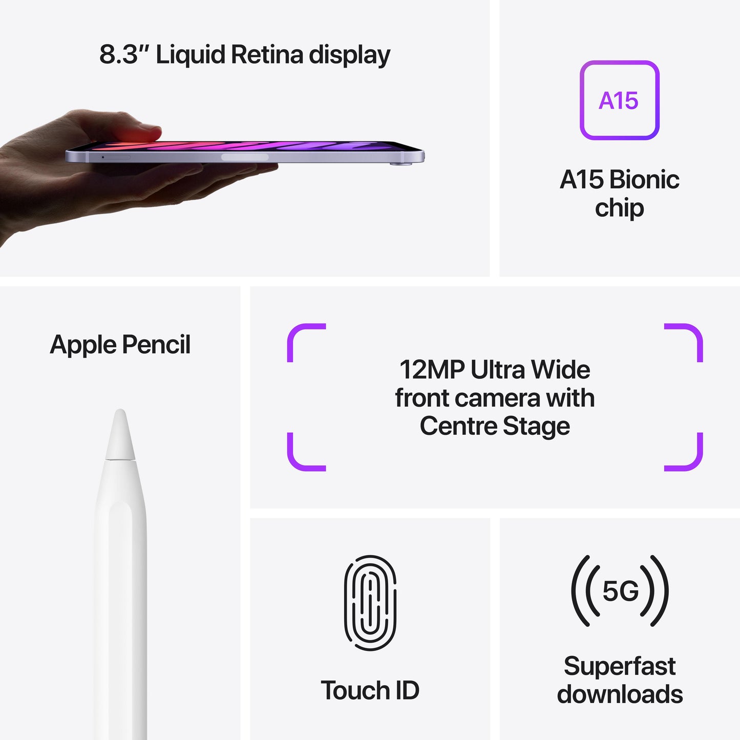 2021 iPad mini Wi-Fi + Cellular 64GB - Purple (6th generation)