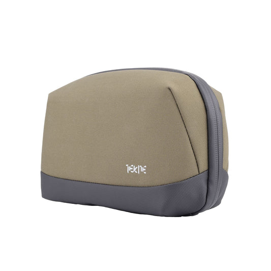 TEKNE Gadget Organiser | Water-Resistant Tech Pouch with Multiple Compartments | Olive Green | Travel-Friendly 
