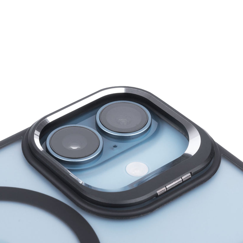 Tekne CLEAR Case with Camera Stand for iPhone 16 Slim, Transparent Scratch-Resistant Black