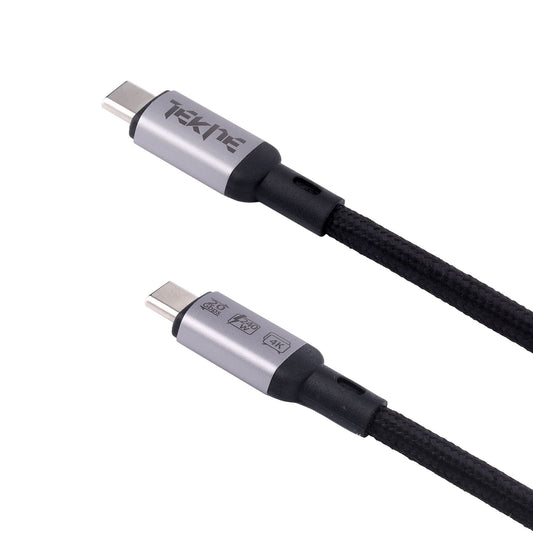 TEKNE 240W USB4 Braided Cable | Ultra-Fast Charging & 20Gbps Data Transfer | Durable 2m Cable - Black 