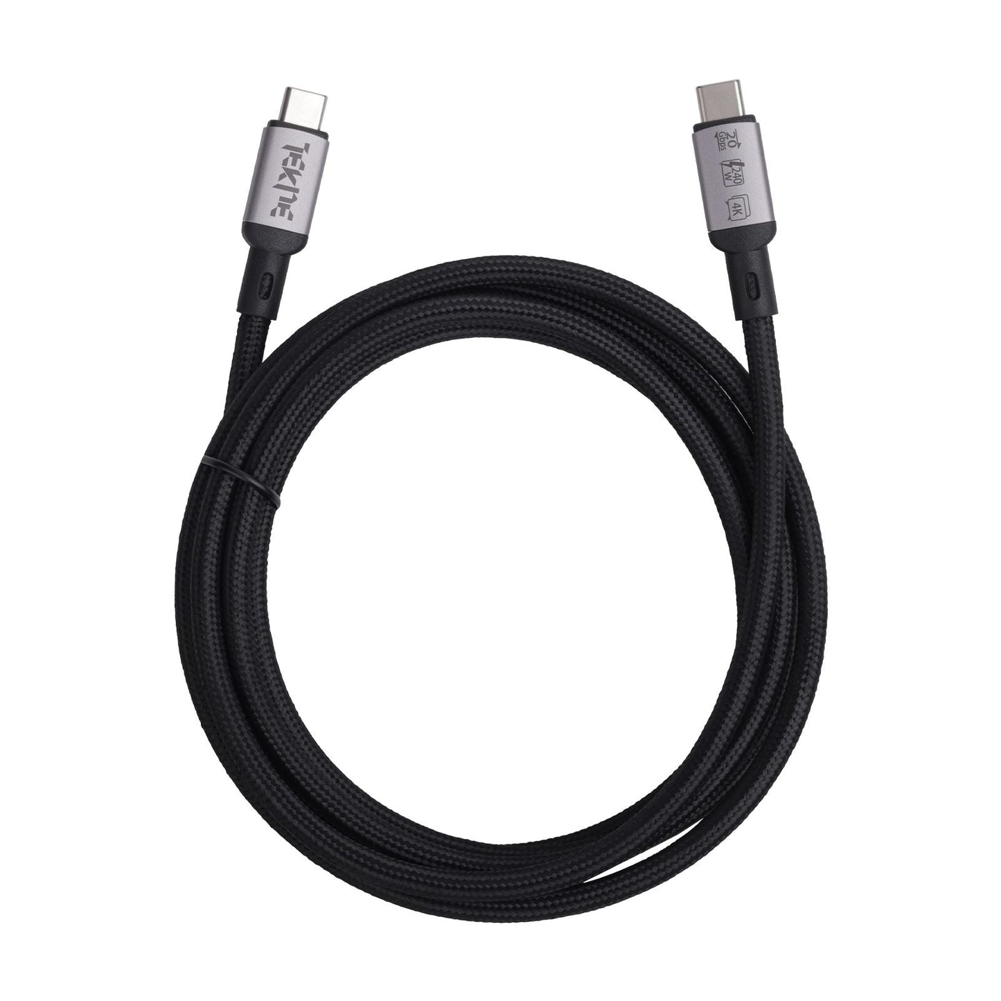 TEKNE 240W USB4 Braided Cable | Ultra-Fast Charging & 20Gbps Data Transfer | Durable 2m Cable - Black 