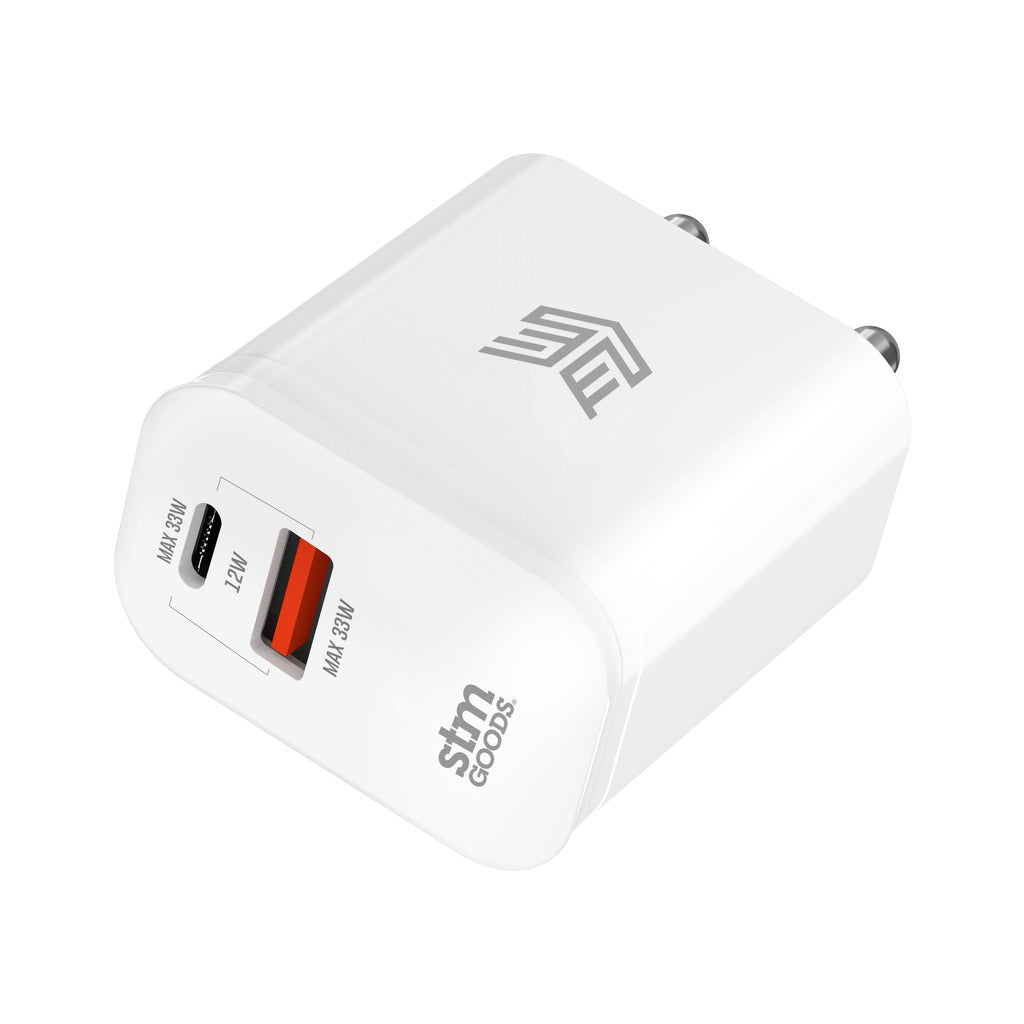 STM Fast charge 33W DUAL USB-C & USB-A Power Adapter - White