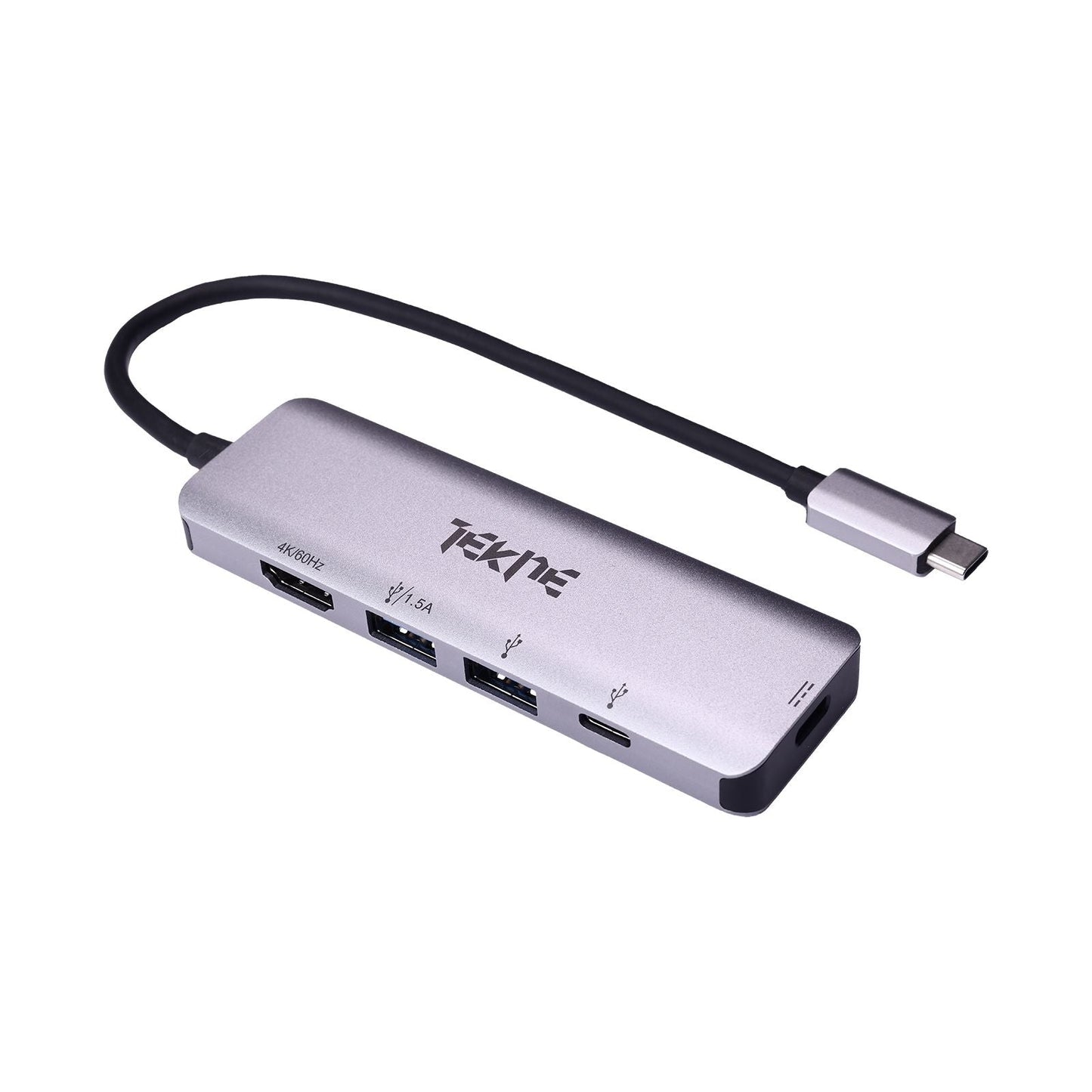 TEKNE Essential USB-C Hub | 8-in-1 Multiport Adapter | 100W Fast Charging & 4K HDMI - Silver