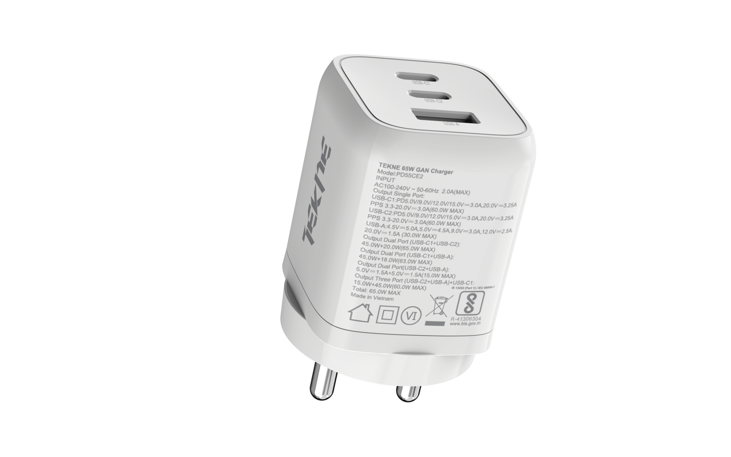 TEKNE 65W Triple Port GaN Charger