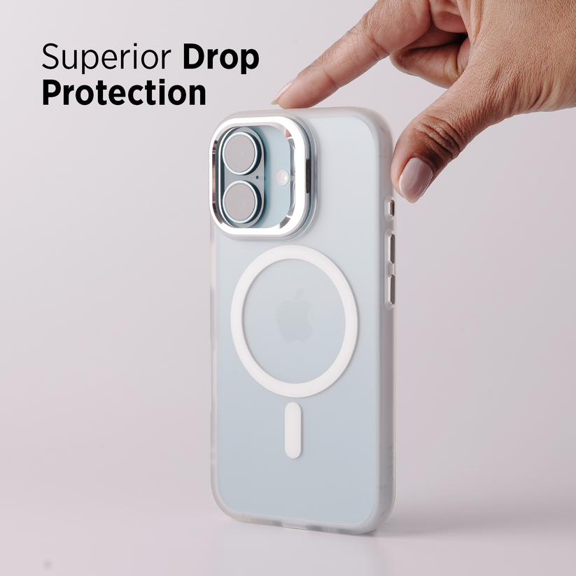 TEKNE CLEAR Case with Camera Stand for iPhone 16 | Slim, Transparent & Scratch-Resistant - White Get best offers for TEKNE CLEAR Case with Camera Stand for iPhone 16 | Slim, Transparent & Scratch-Resistant - White