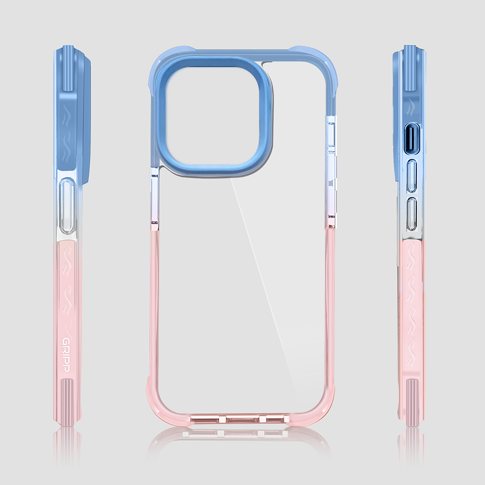 Gripp EVO Case for Apple iPhone 14 Pro (6.1) - Blue/Pink (Transparent Back)