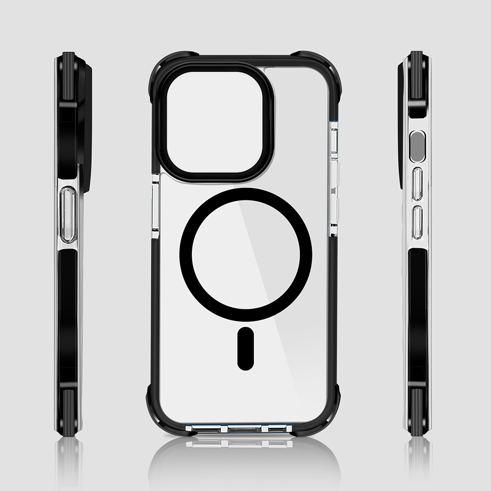 Gripp EVO MagSafe Case for iPhone 14 Pro (6.1) With Black Ring - Black (Transparent Back)