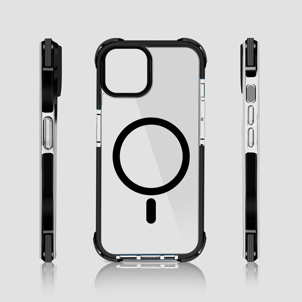 Gripp EVO MAGSAFE Case for iPhone 14 (6.1) With Black Ring - Black (Transparent Back)