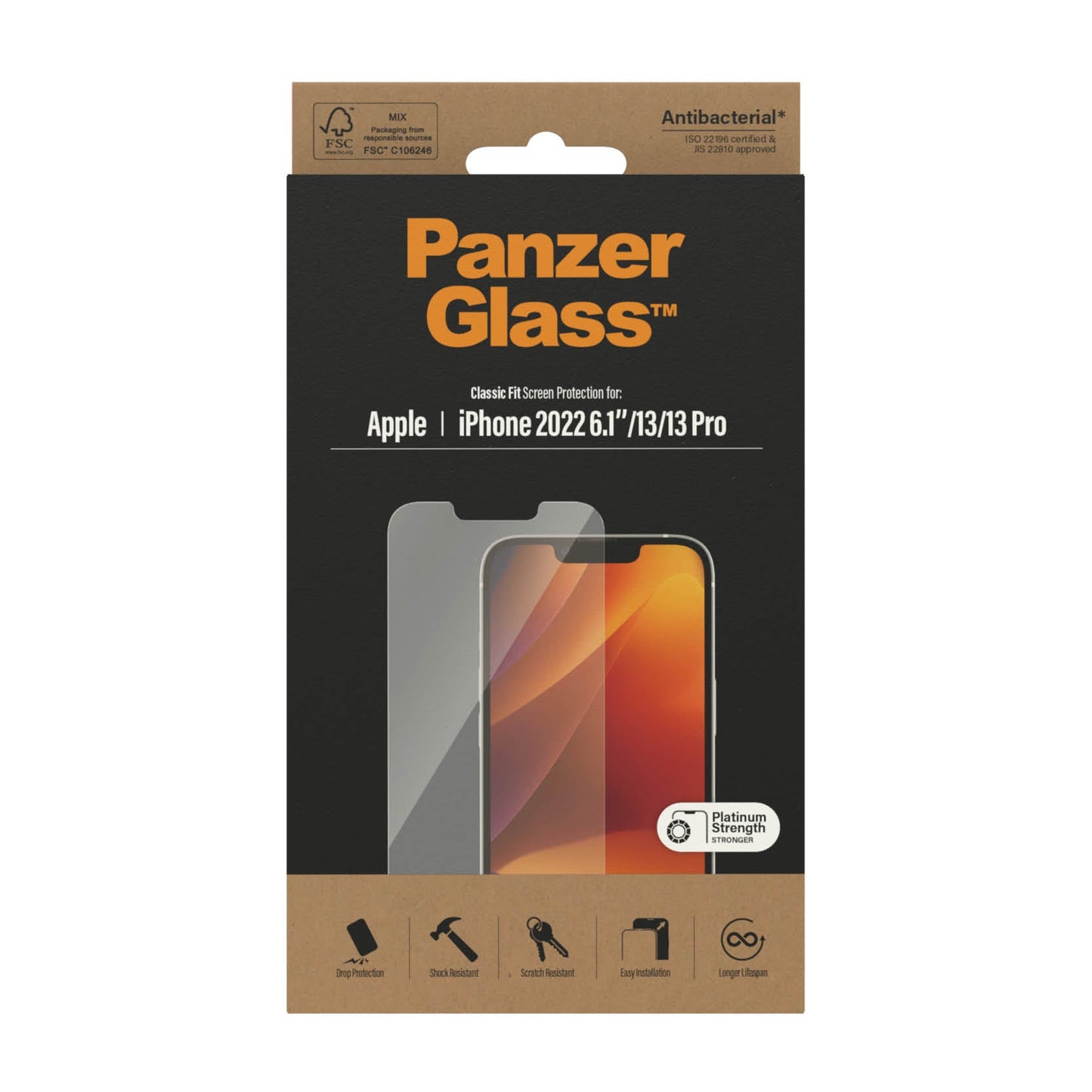 PanzerGlass™ Classic Fit Screen Protector for iPhone 14, iPhone 13/13 Pro - Clear