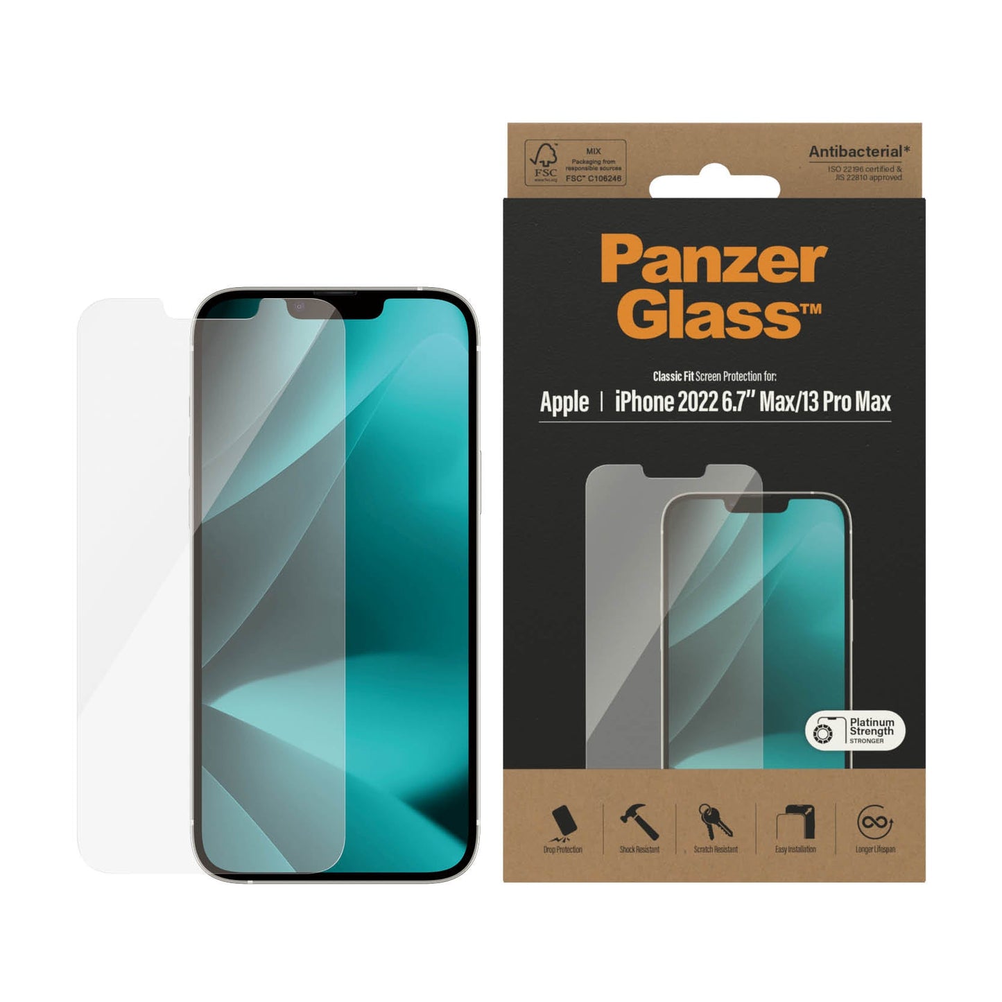 PanzerGlass™ Classic Fit Screen Protector for iPhone 14 Plus, iPhone 13 Pro Max - Clear