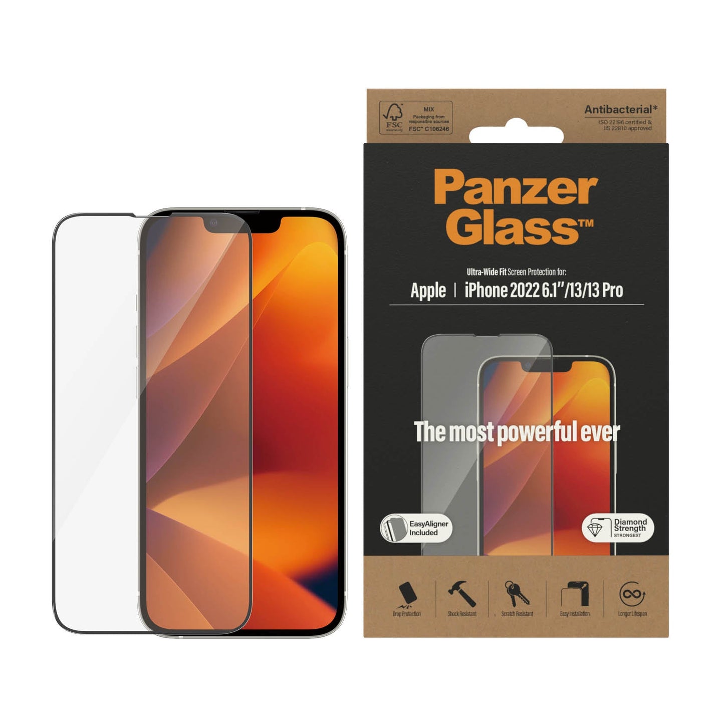 PanzerGlass™ Ultra-Wide Fit Screen Protector for iPhone 14, iPhone 13/13 Pro - Clear