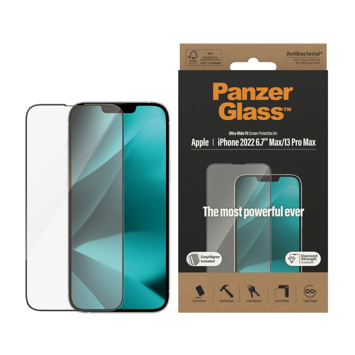 PanzerGlass™ Ultra-Wide Fit Screen Protector for iPhone 14 Plus, iPhone 13 Pro Max - Clear