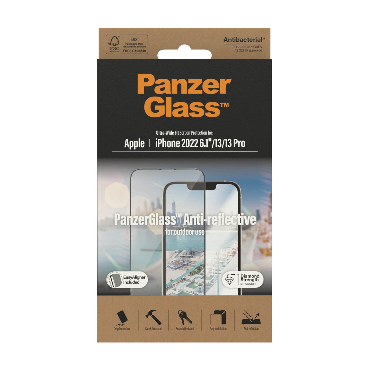 PanzerGlass™ Anti-Reflection Ultra-Wide Fit Screen Protector for iPhone 14, iPhone 13/13 Pro - Anti-Reflection