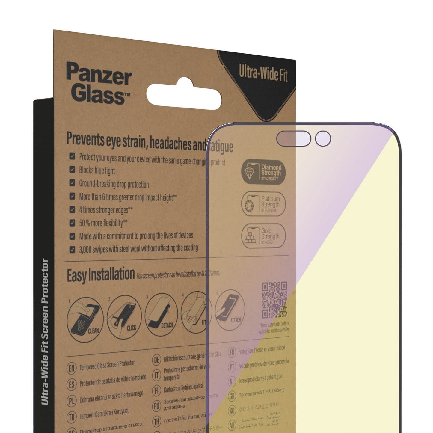 PanzerGlass™ Anti-blue Lgiht Ultra-Wide Fit Screen Protector for iPhone 14 Pro Max - Anti-blue Light