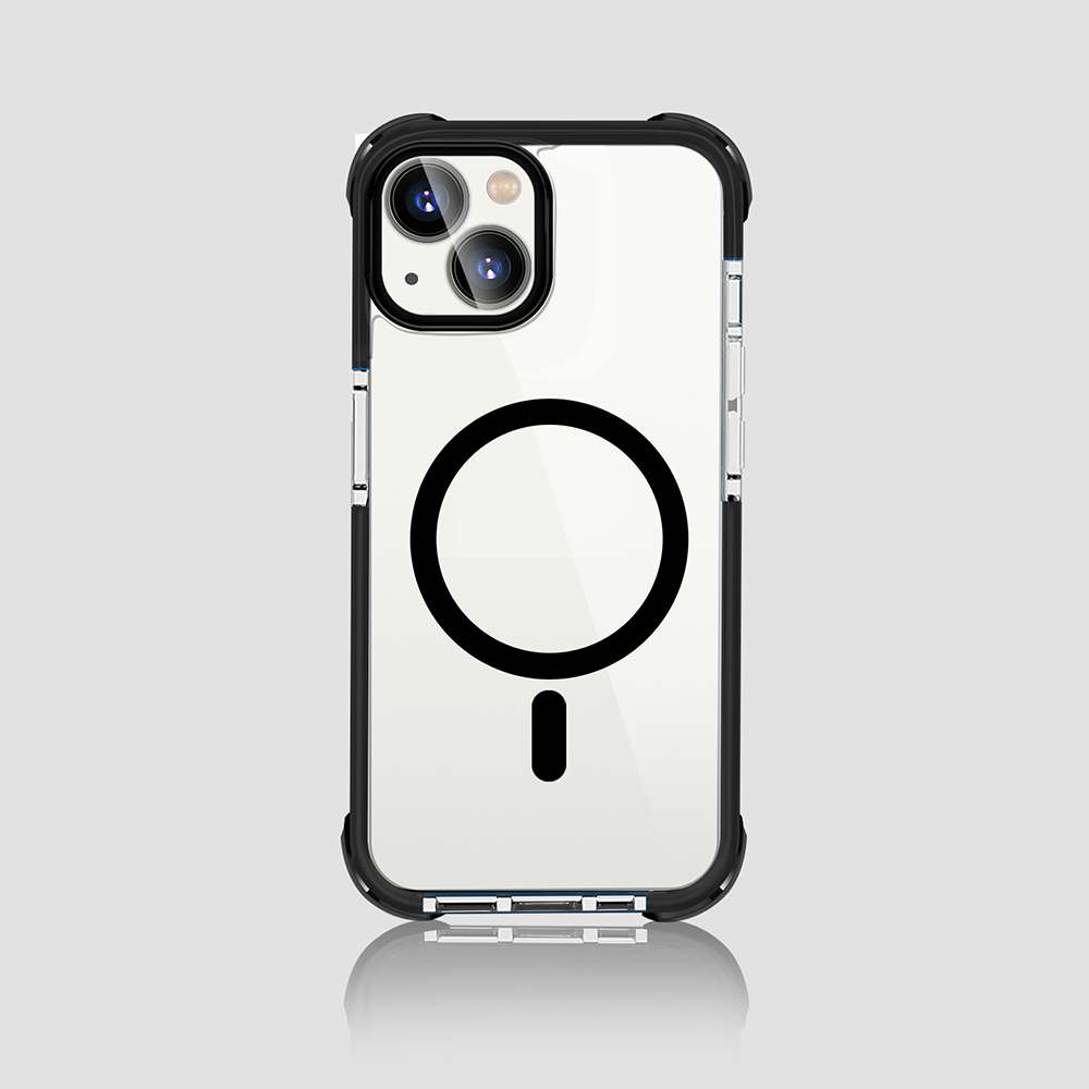 Gripp EVO MAGSAFE Case for iPhone 14 (6.1) With Black Ring - Black (Transparent Back)