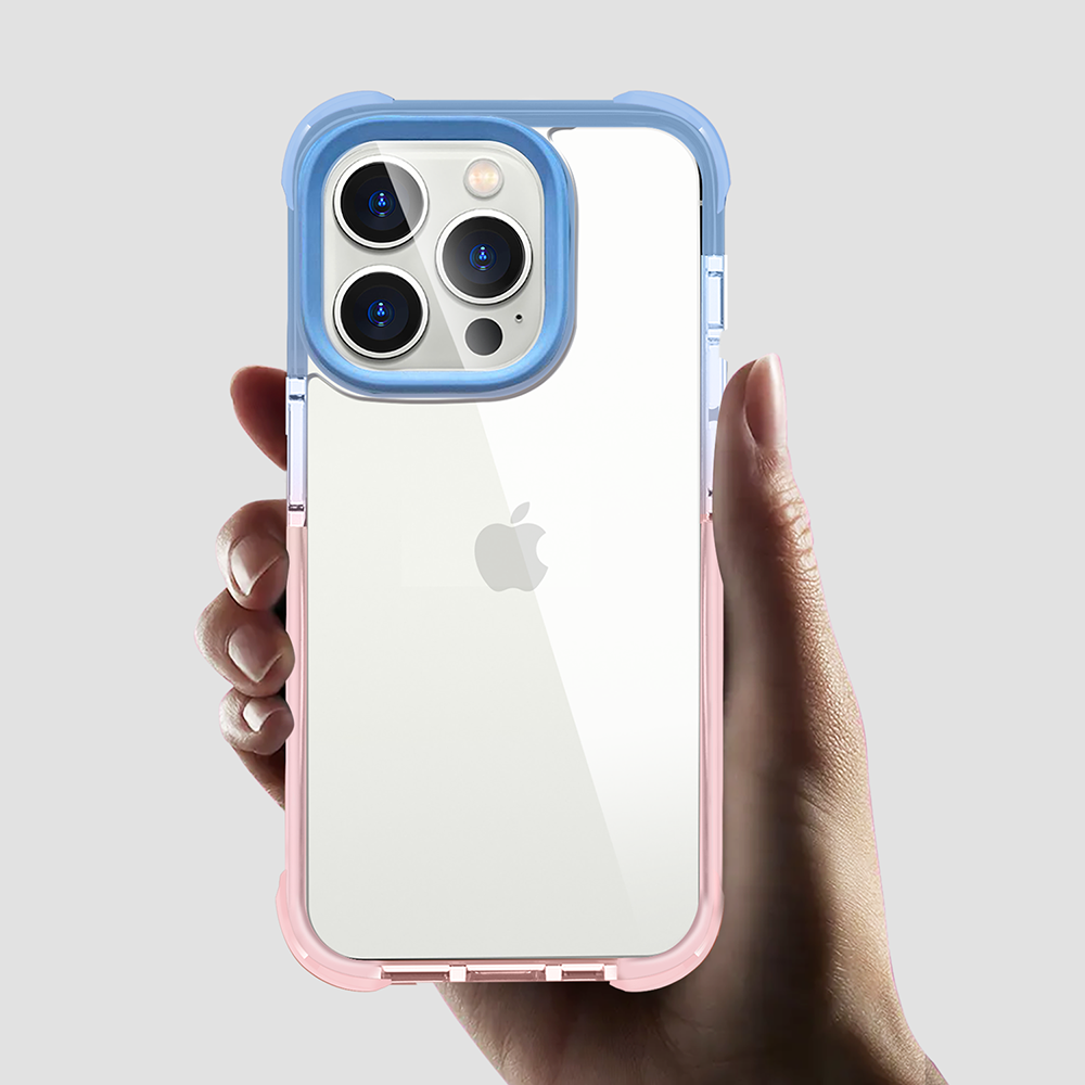 Gripp EVO Case for Apple iPhone 14 Pro (6.1) - Blue/Pink (Transparent Back)