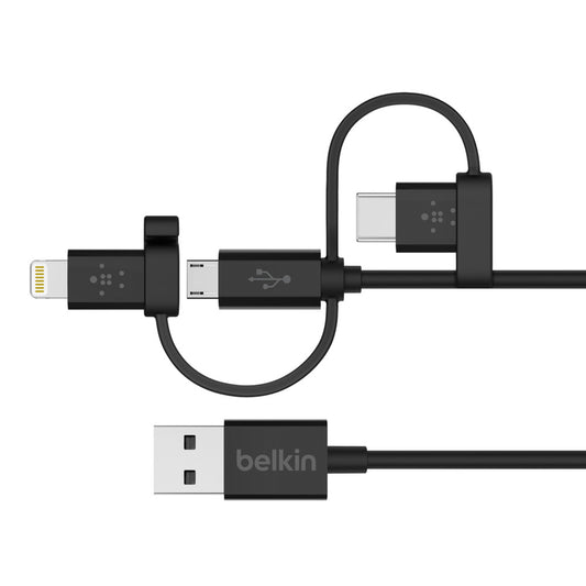 Belkin USB-A to micro USB/LTG/USB-C,4M, chargeSync cable - Black