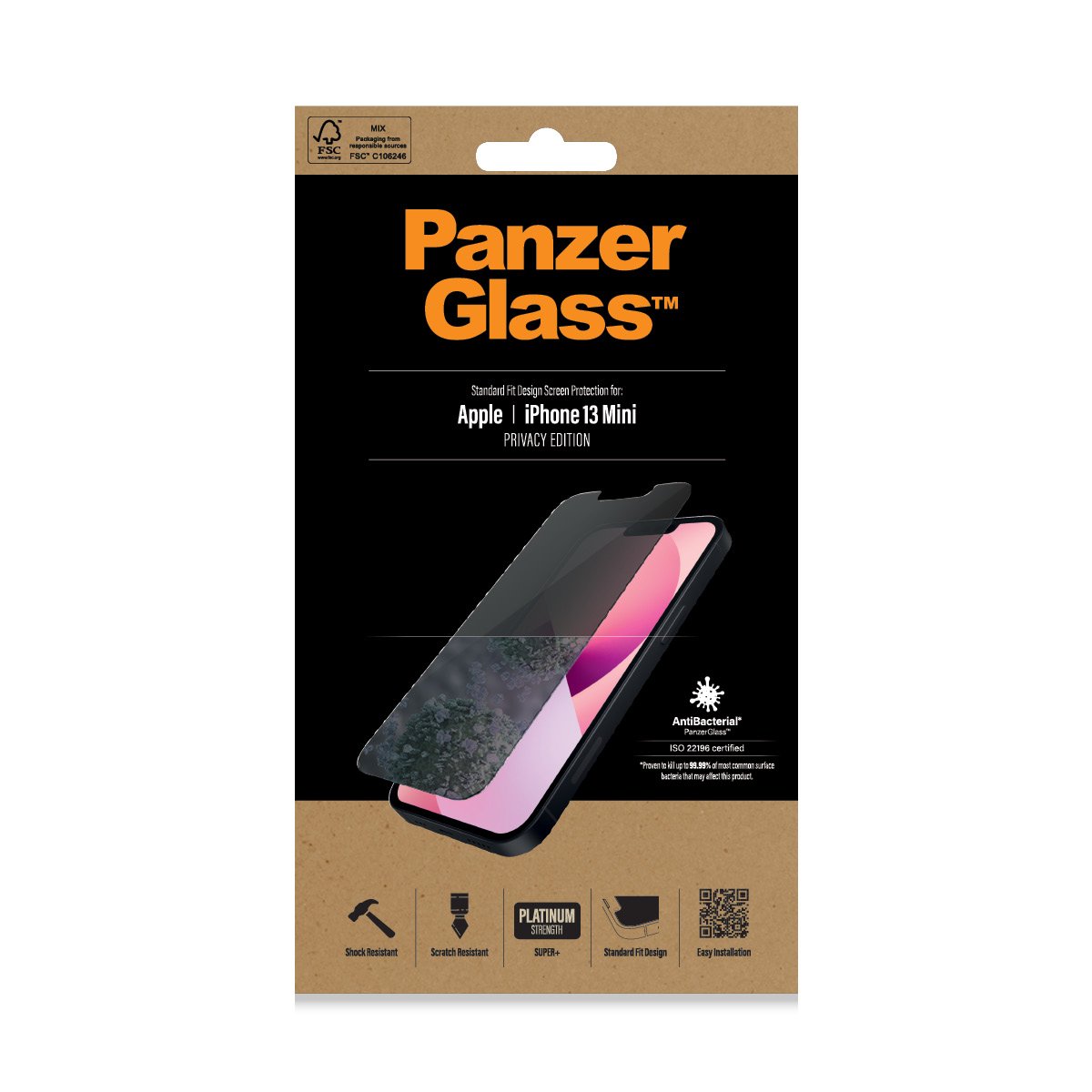 PanzerGlass iPhone 13 mini AntiBacterial Screen Protector - Privacy