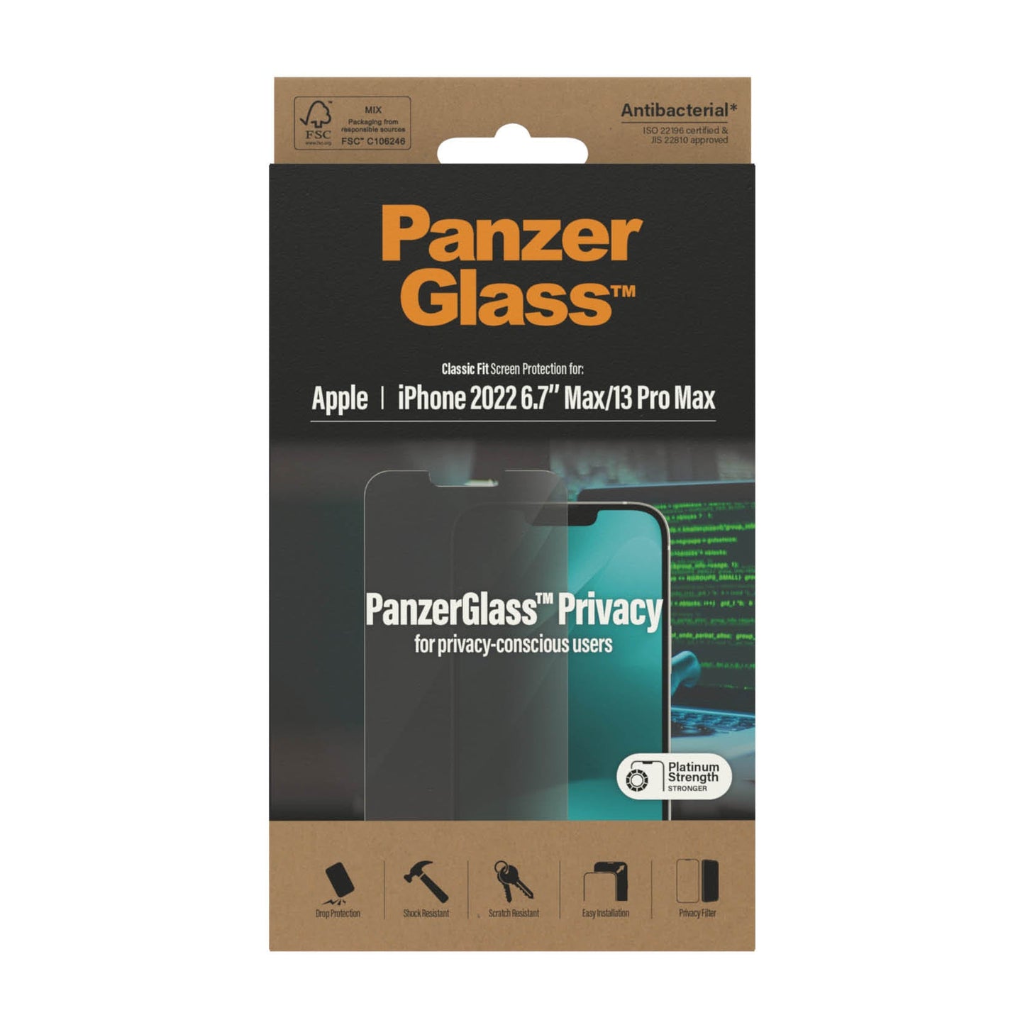 PanzerGlass™ Classic Fit Privacy Screen Protector for iPhone 14 Plus, iPhone 13 Pro Max
