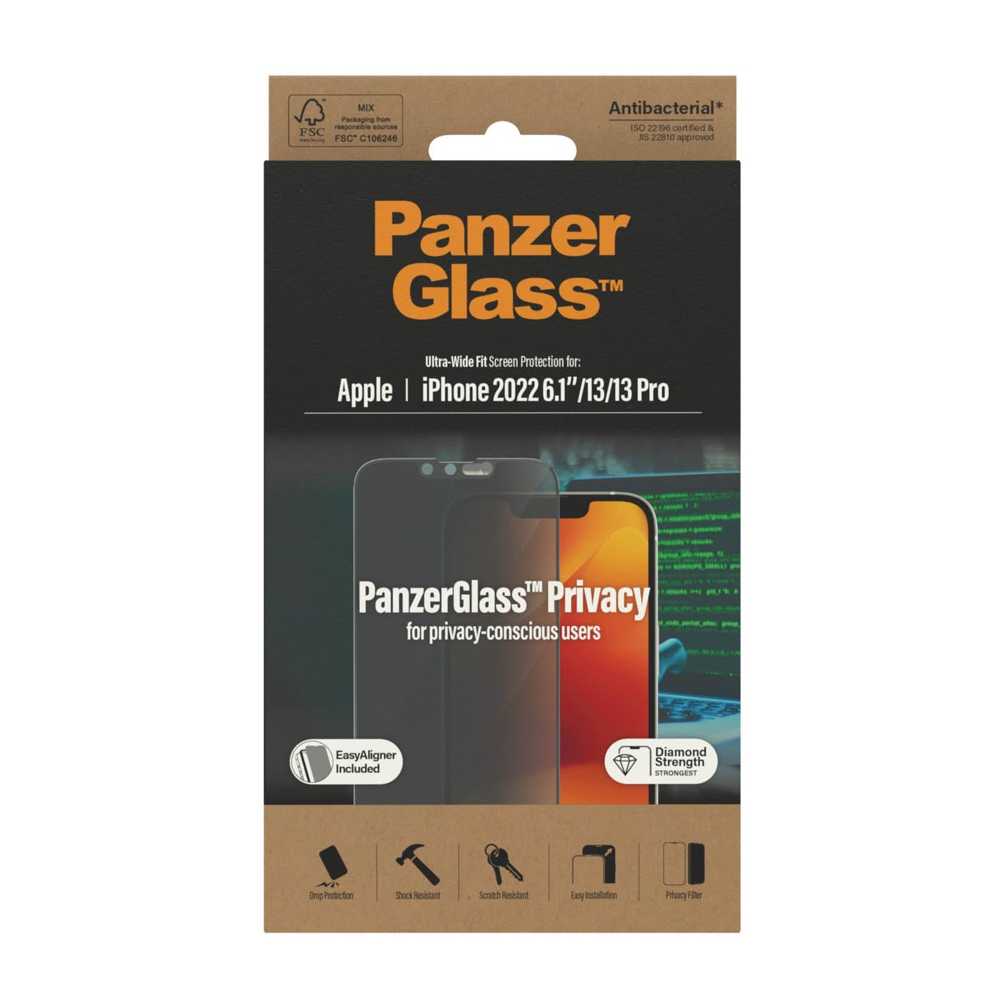 PanzerGlass™ Ultra-Wide Fit Privacy Screen Protector for iPhone 14, iPhone 13/13 Pro