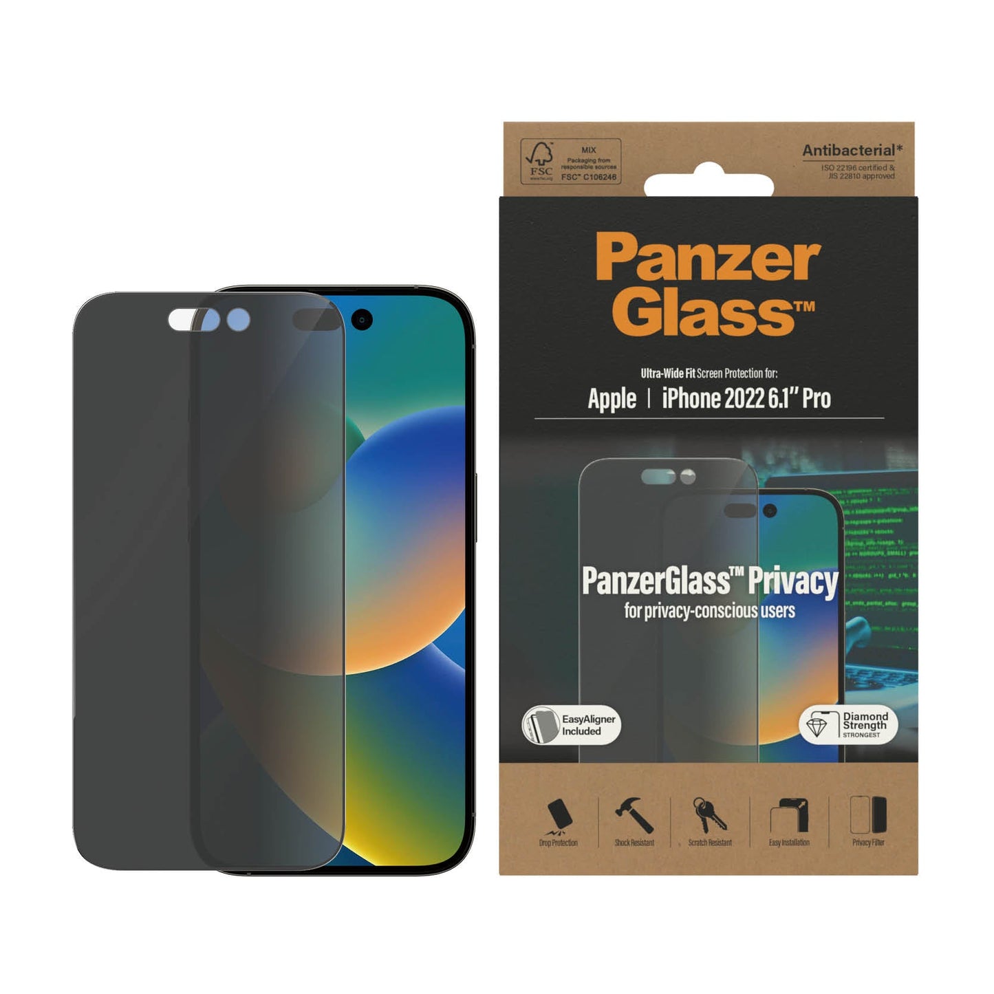 PanzerGlass™ Ultra-Wide Fit Privacy Screen Protector for iPhone 14 Pro